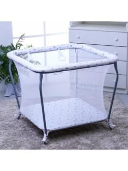 Манеж Polini kids Квадрат Звезды, цвет белый-серый