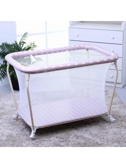 Манеж Polini kids Classic Звезды, цвет макиато-белый