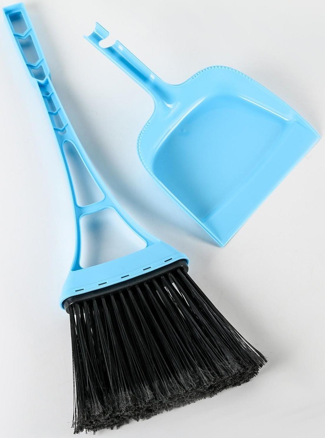 Веник для пола с совком «Практик», цвет бирюзовый