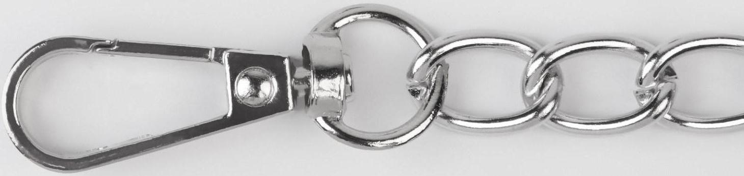 Цепочка для сумки, с карабинами, железная, 9 × 14 мм, 120 см, цвет серебряный