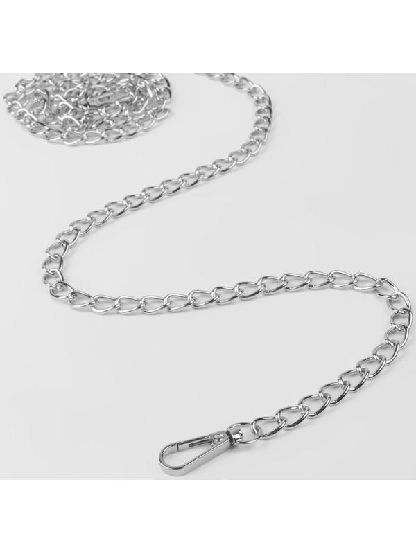 Цепочка для сумки, с карабинами, железная, 9 × 14 мм, 120 см, цвет серебряный