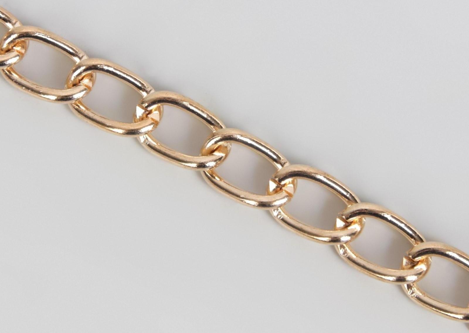 Цепочка для сумки, с карабинами, железная, 9 × 14 мм, 120 см, цвет золотой