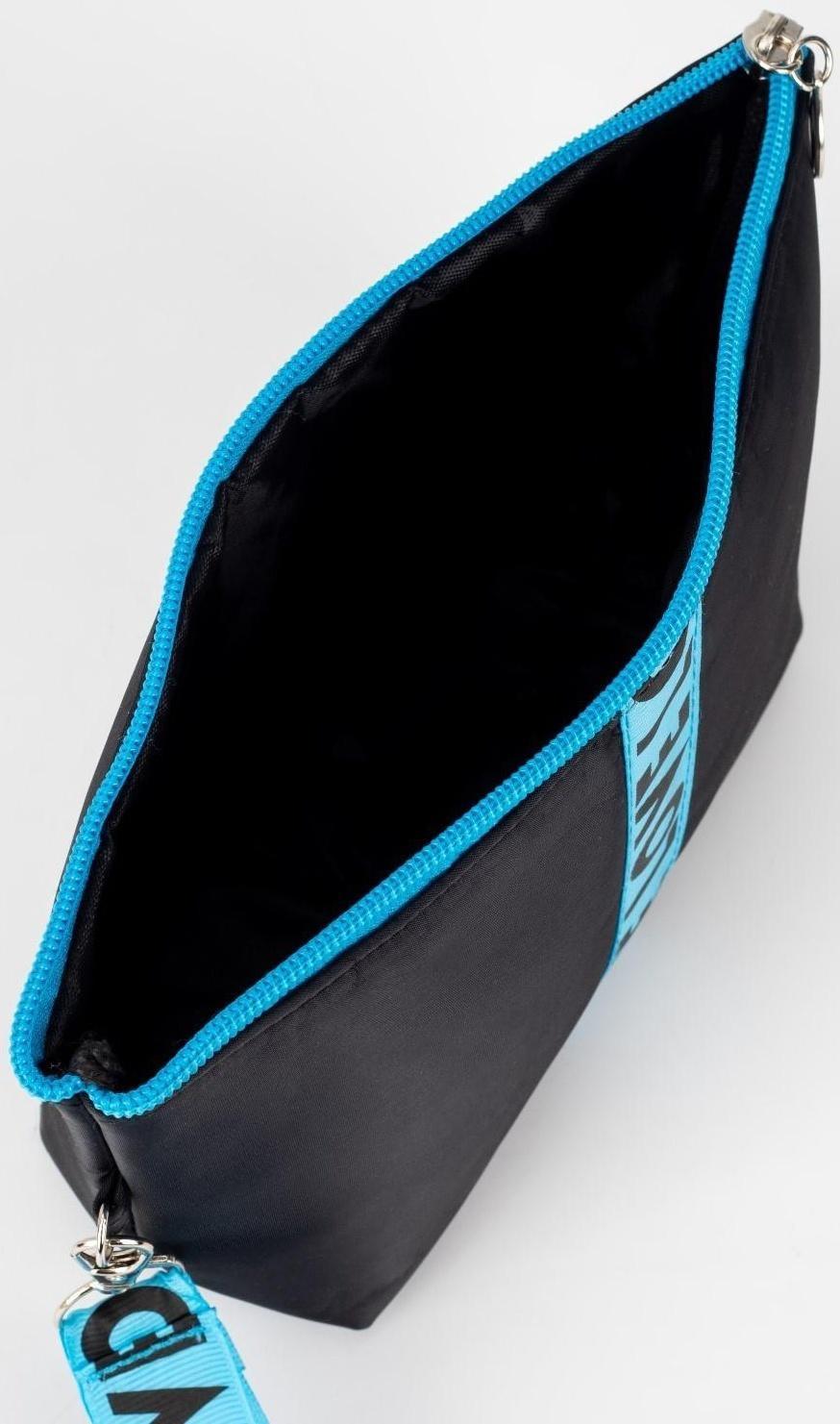 Косметичка на молнии, цвет чёрный/голубой