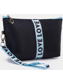 Косметичка на молнии, цвет чёрный/голубой