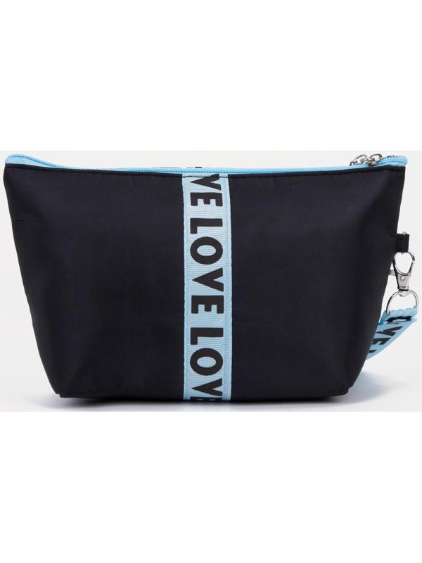 Косметичка на молнии, цвет чёрный/голубой