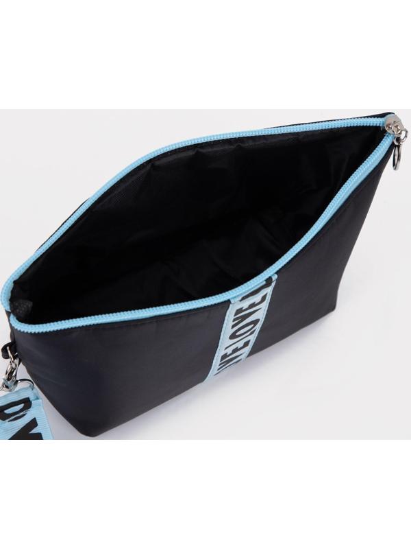 Косметичка на молнии, цвет чёрный/голубой