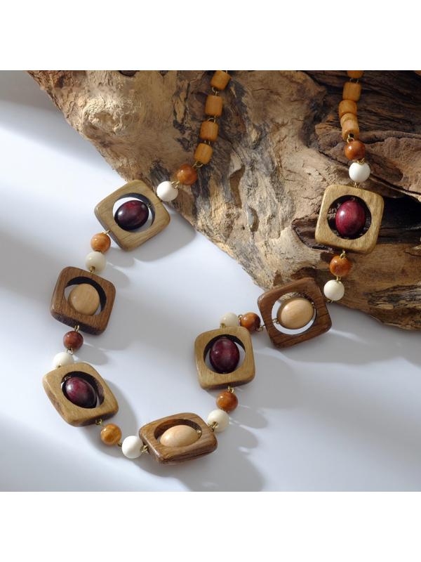 Колье ручная работа, деревянное 
