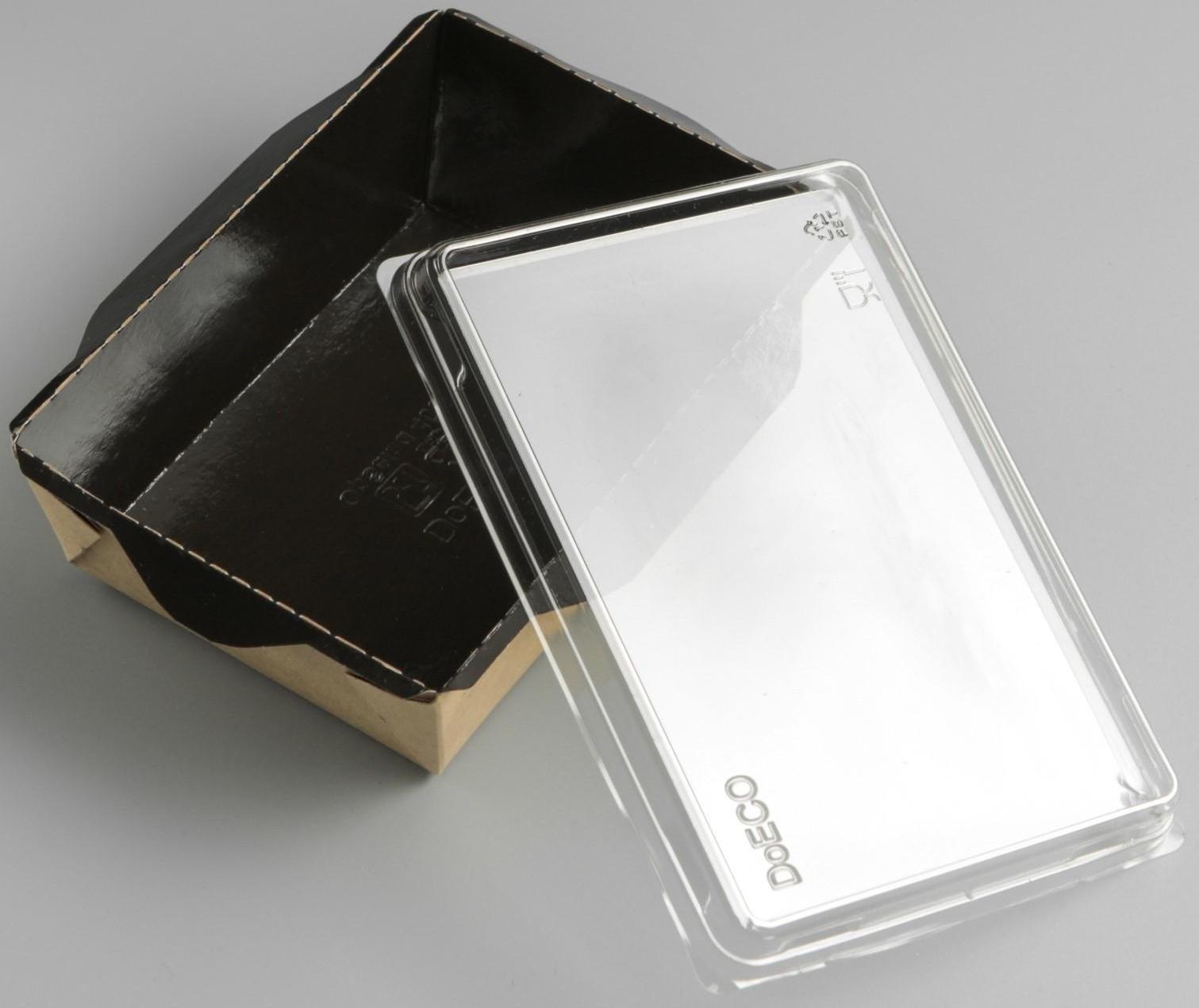 Упаковка, салатник с прозрачной крышкой, черный, 14,5 х 9,5 х 4,5 см, 0,4 л