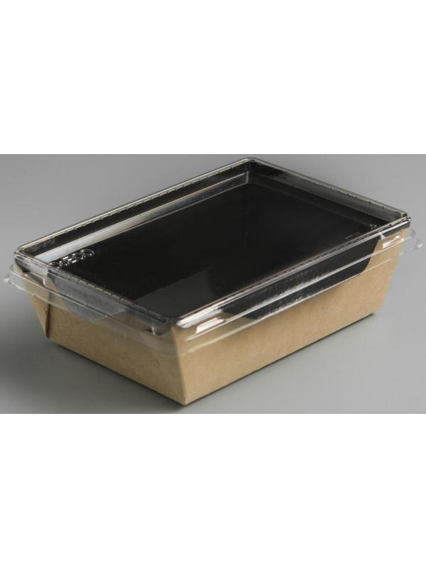 Упаковка, салатник с прозрачной крышкой, черный, 14,5 х 9,5 х 4,5 см, 0,4 л