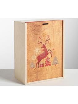 Ящик подарочный деревянный «Счастья и любви в Новом Году», 20 × 30 × 12 см