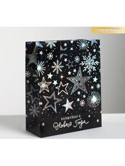 Пакет голографический вертикальный «Волшебного Нового года», S 12 × 15 × 5.5 см