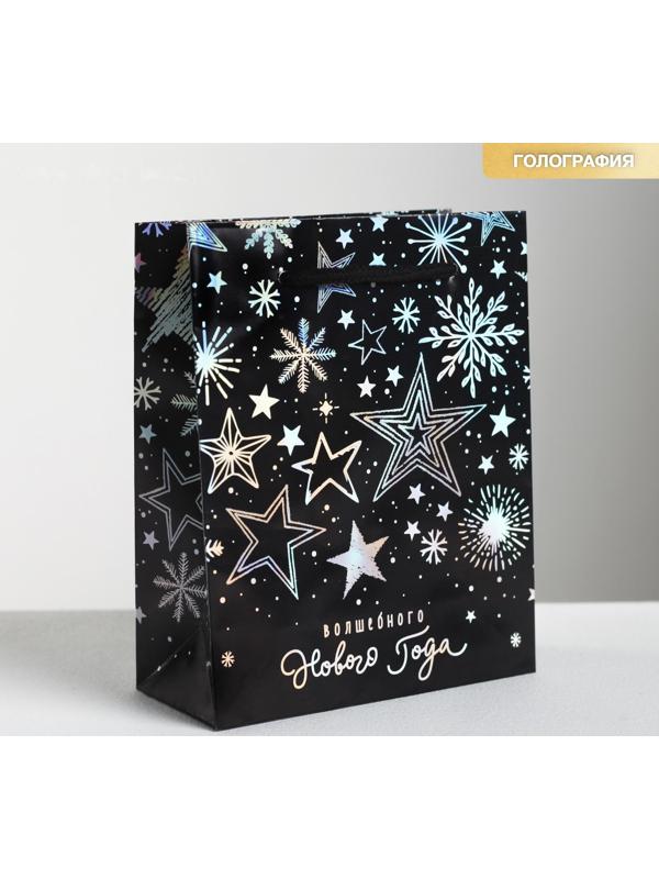 Пакет голографический вертикальный «Волшебного Нового года», S 12 × 15 × 5.5 см
