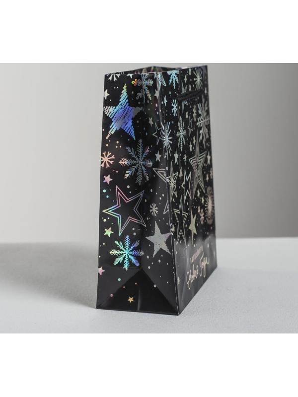 Пакет голографический вертикальный «Волшебного Нового года», S 12 × 15 × 5.5 см