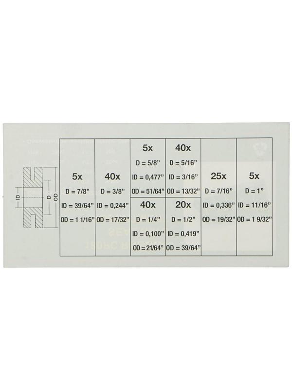 Набор резиновых втулок, 8 видов, 180 шт