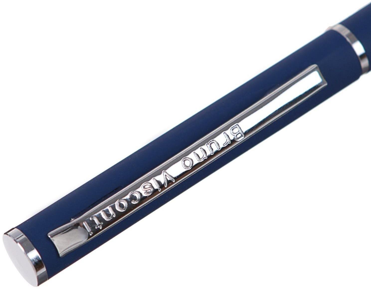 Ручка шариковая поворотная, 0.7 мм, Bruno Visconti Palermo, стержень синий, тёмно-синий металлический корпус