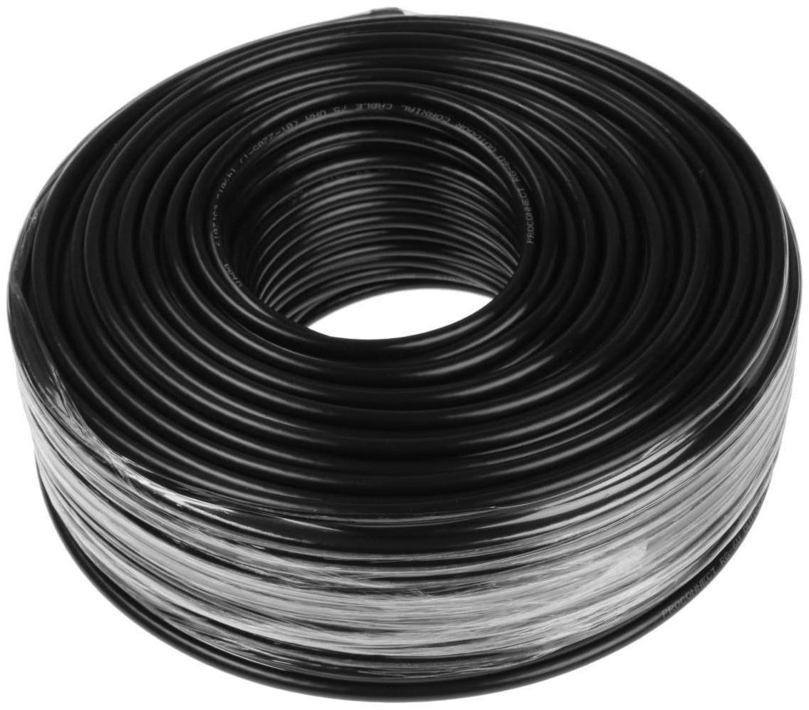 Кабель коаксиальный PROconnect RG-6U, бухта 100 м, 75 Ом, CCS/Al/Al, 48%, черный