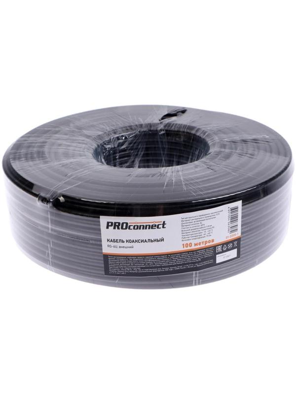 Кабель коаксиальный PROconnect RG-6U, бухта 100 м, 75 Ом, CCS/Al/Al, 48%, черный
