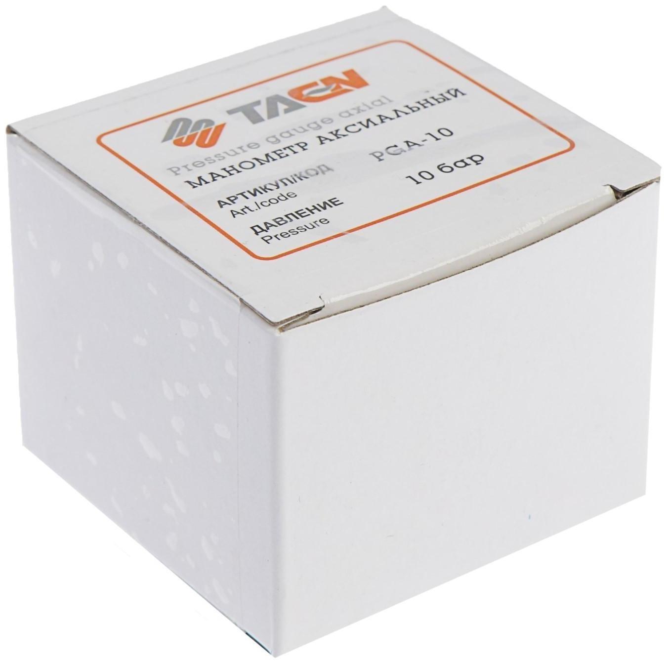 Манометр TAEN, аксиальный, 10 атм, d=50 мм, наружная резьба 1/4