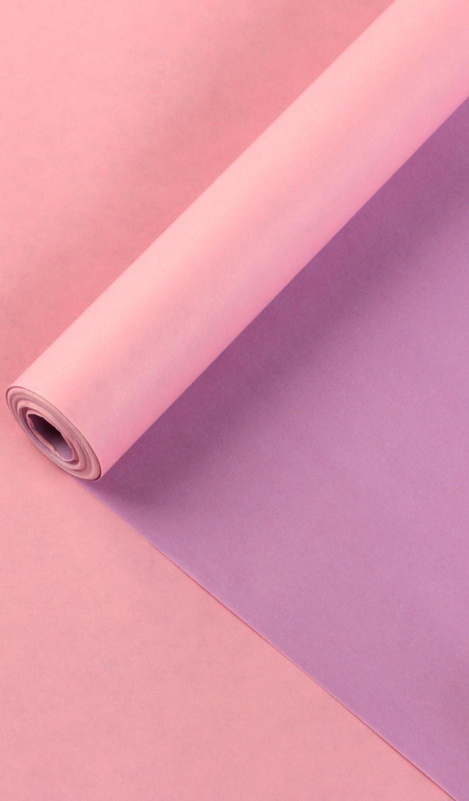 Бумага упаковочная крафт, двусторонняя, Розовый+Сиреневый, 0.72 х 10 м, 50 г/м²