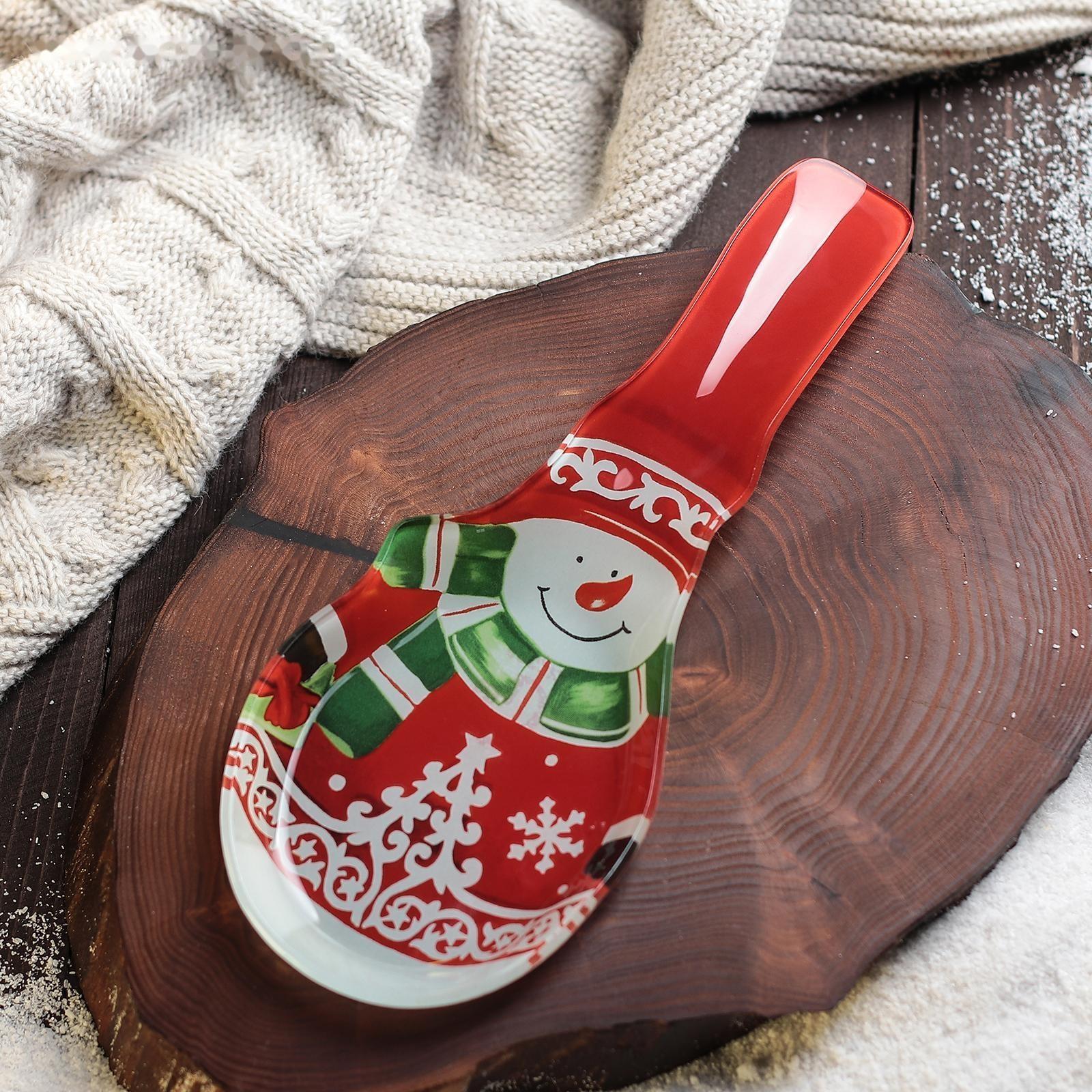 Подставка стеклянная под ложку Доляна «Снеговик», 24×10 см