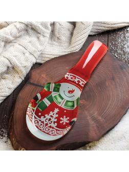 Подставка стеклянная под ложку Доляна «Снеговик», 24×10 см