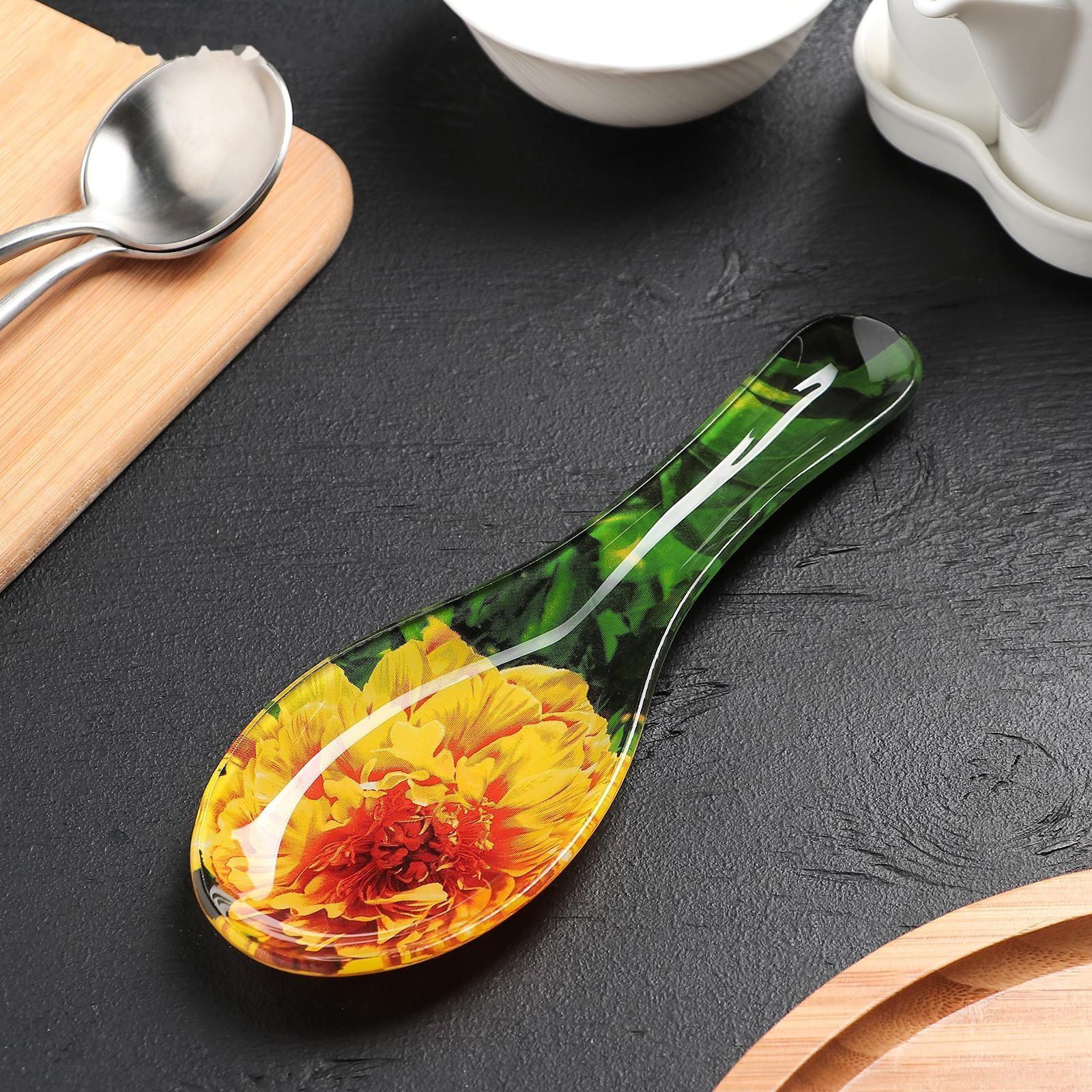 Подставка стеклянная под ложку Доляна «Хризантема», 21×7,5 см