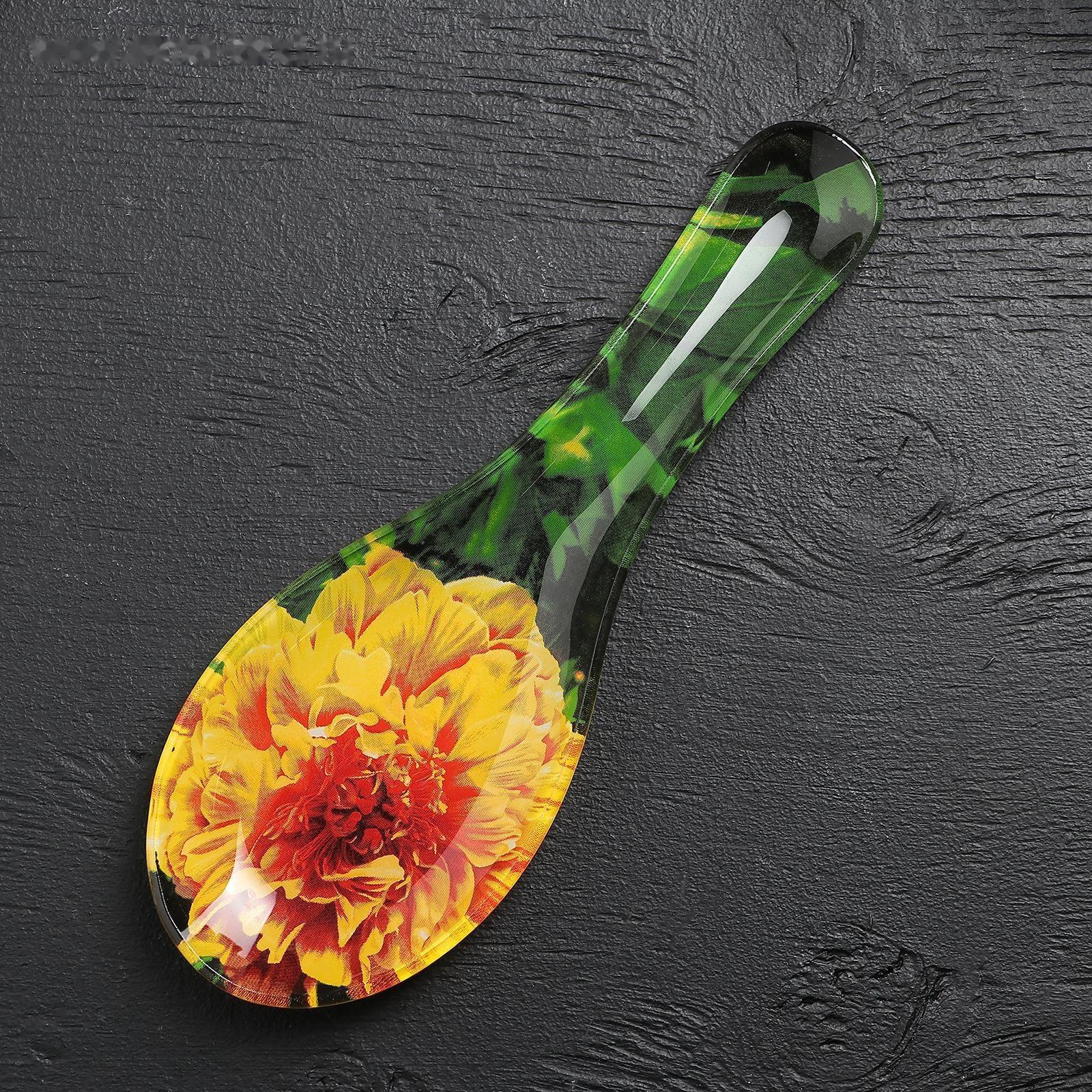 Подставка стеклянная под ложку Доляна «Хризантема», 21×7,5 см