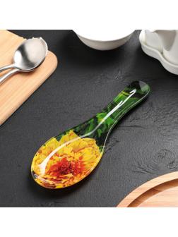 Подставка стеклянная под ложку Доляна «Хризантема», 21×7,5 см