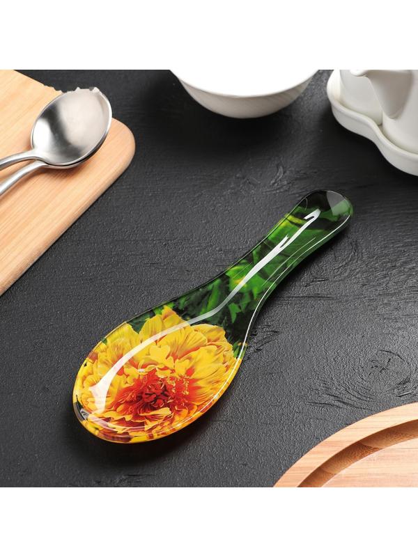 Подставка стеклянная под ложку Доляна «Хризантема», 21×7,5 см