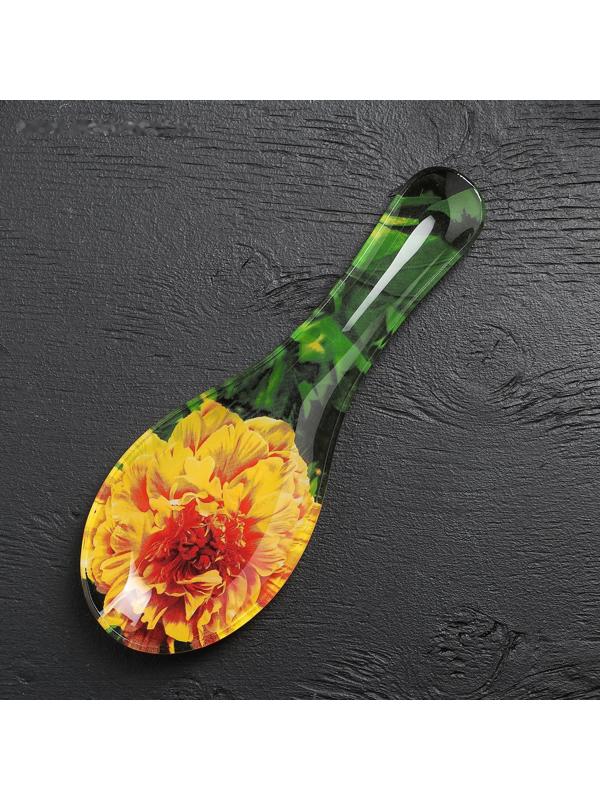 Подставка стеклянная под ложку Доляна «Хризантема», 21×7,5 см