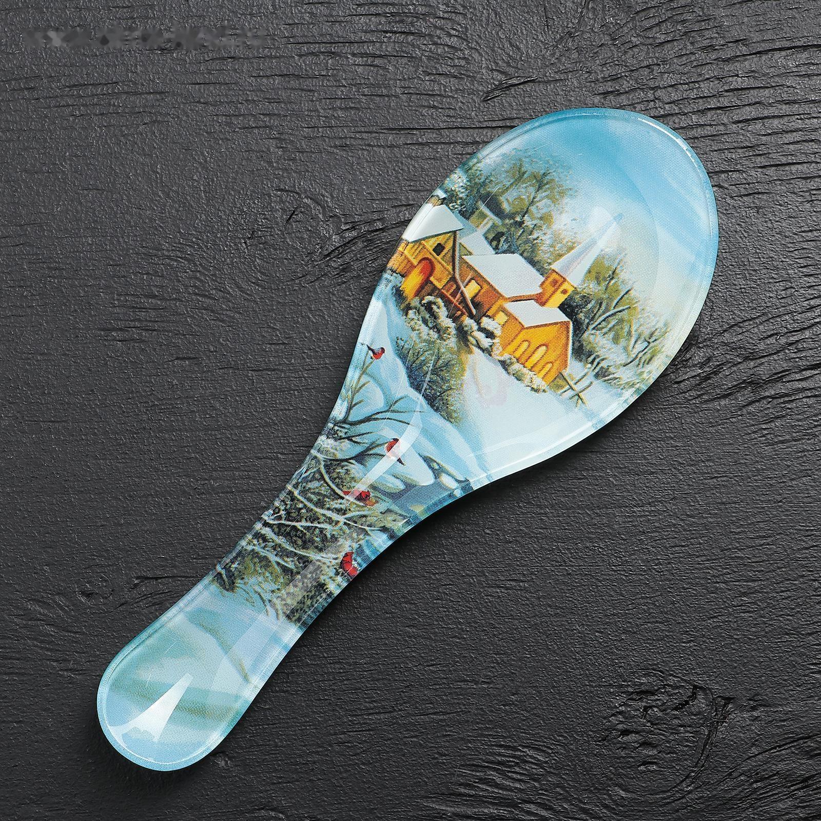 Подставка стеклянная под ложку Доляна «Новый Год», 21×7,5 см