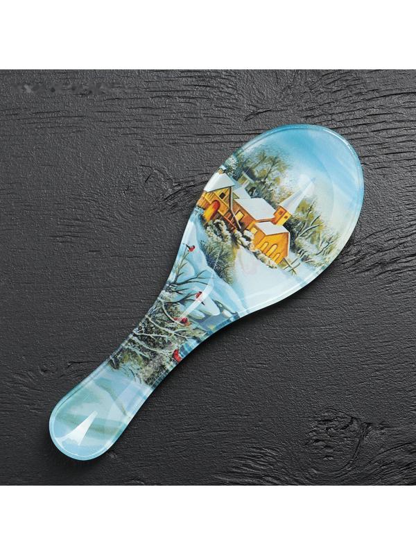 Подставка стеклянная под ложку Доляна «Новый Год», 21×7,5 см