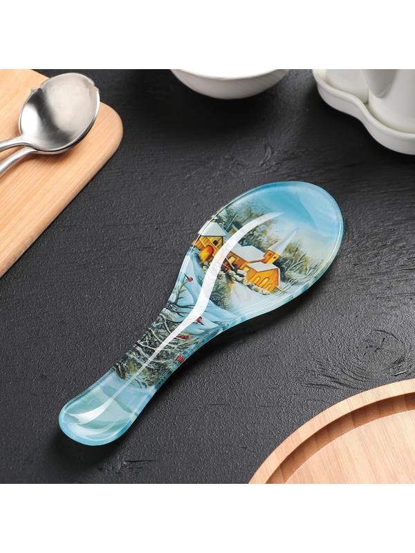 Подставка стеклянная под ложку Доляна «Новый Год», 21×7,5 см