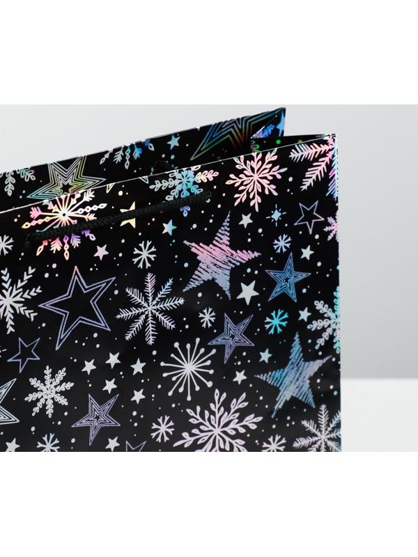 Пакет голографический вертикальный «Волшебного Нового года», M 26 x 30 × 9 см