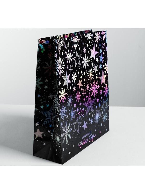 Пакет голографический вертикальный «Волшебного Нового года», M 26 x 30 × 9 см