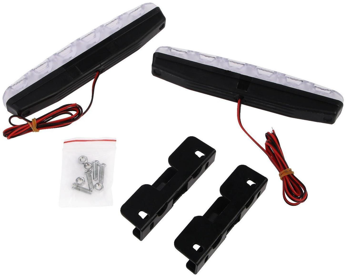 Дневные ходовые огни Skyway, 12 В, 6 диодов, 6 Вт, 155х35х20 мм, набор 2 шт