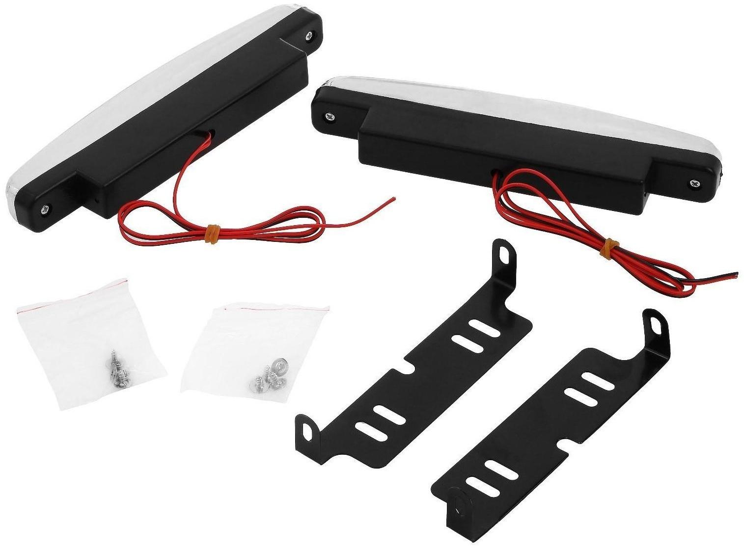 Дневные ходовые огни Skyway, 12 В, 8 диодов, Safety. 55 х 40 х 15 мм, набор 2 шт