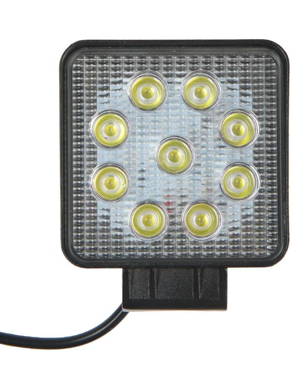 Фара светодиодная Skyway OFF ROAD 105 х 105 мм квадратная, 12/ 24 В, 27 Вт, 9 диодов