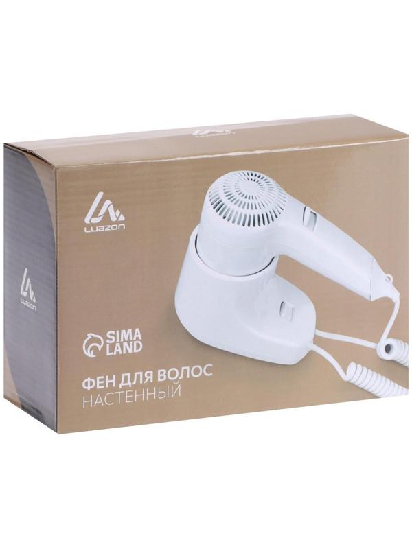 Фен Luazon LGE-006, 1600 Вт, настенный, 2 скорости, крепление, белый