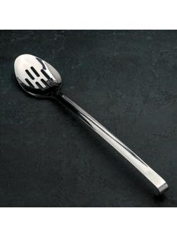 Ложка гарнирная из нержавеющей стали цельнометаллическая, 39 см, толщина 3 мм, с отверстиями