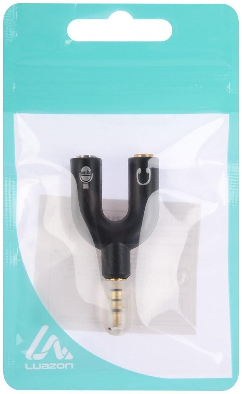 Переходник аудио LuazON, Jack 3.5 мм (4pin)(m)-2xJack 3.5 (3 pin)(f), для микро и наушников