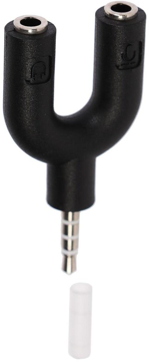 Переходник аудио LuazON, Jack 3.5 мм (4pin)(m)-2xJack 3.5 (3 pin)(f), для микро и наушников