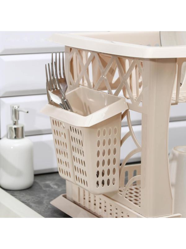 Сушилка для посуды 2-х ярусная «Мечта хозяйки», 48×30,5×30 см, цвет бежевый