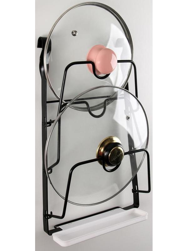 Держатель для крышек на рейлинг 23,5×6,5×38 см, цвет чёрный