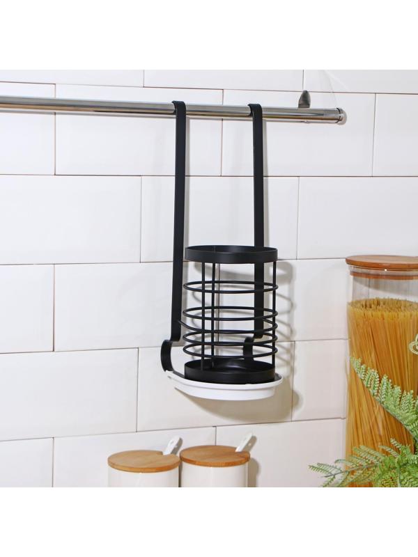 Держатель для столовых приборов на рейлинг, цвет чёрный