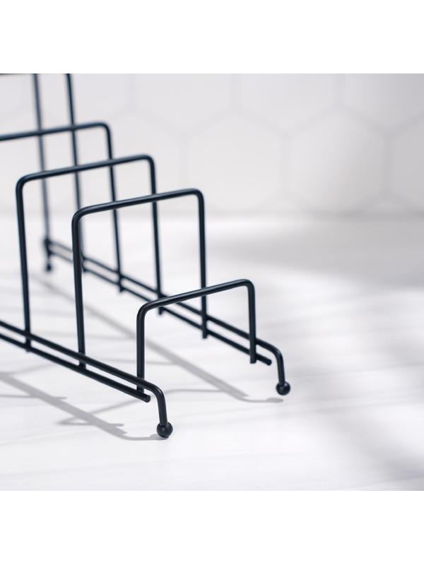 Подставка для крышек на 5 предметов Доляна, 28,5×12,5×16,5 см, цвет чёрный