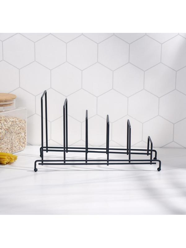 Подставка для крышек на 5 предметов Доляна, 28,5×12,5×16,5 см, цвет чёрный
