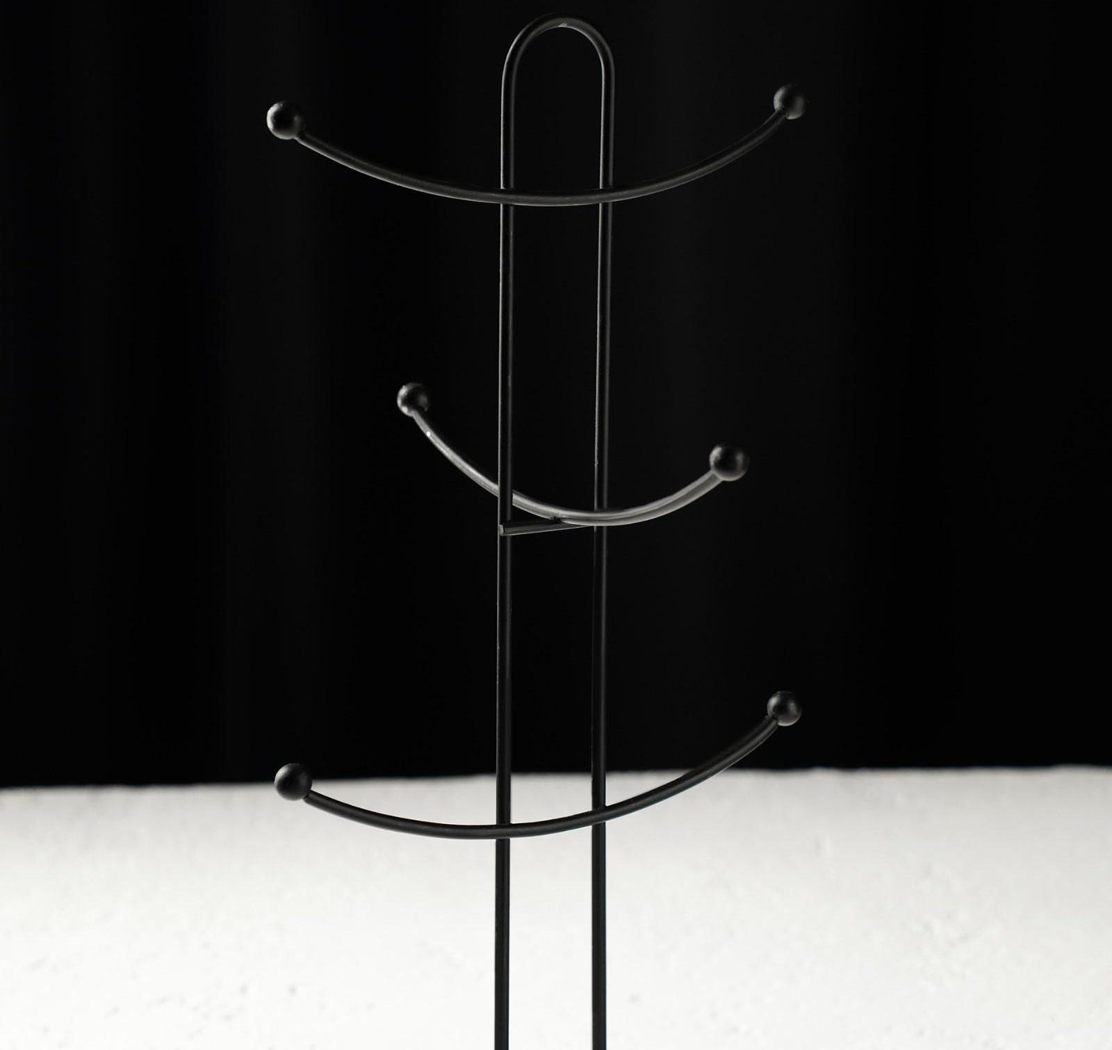 Подставка для кружек на 6 предметов Доляна, 16×16×36,5 см, цвет чёрный