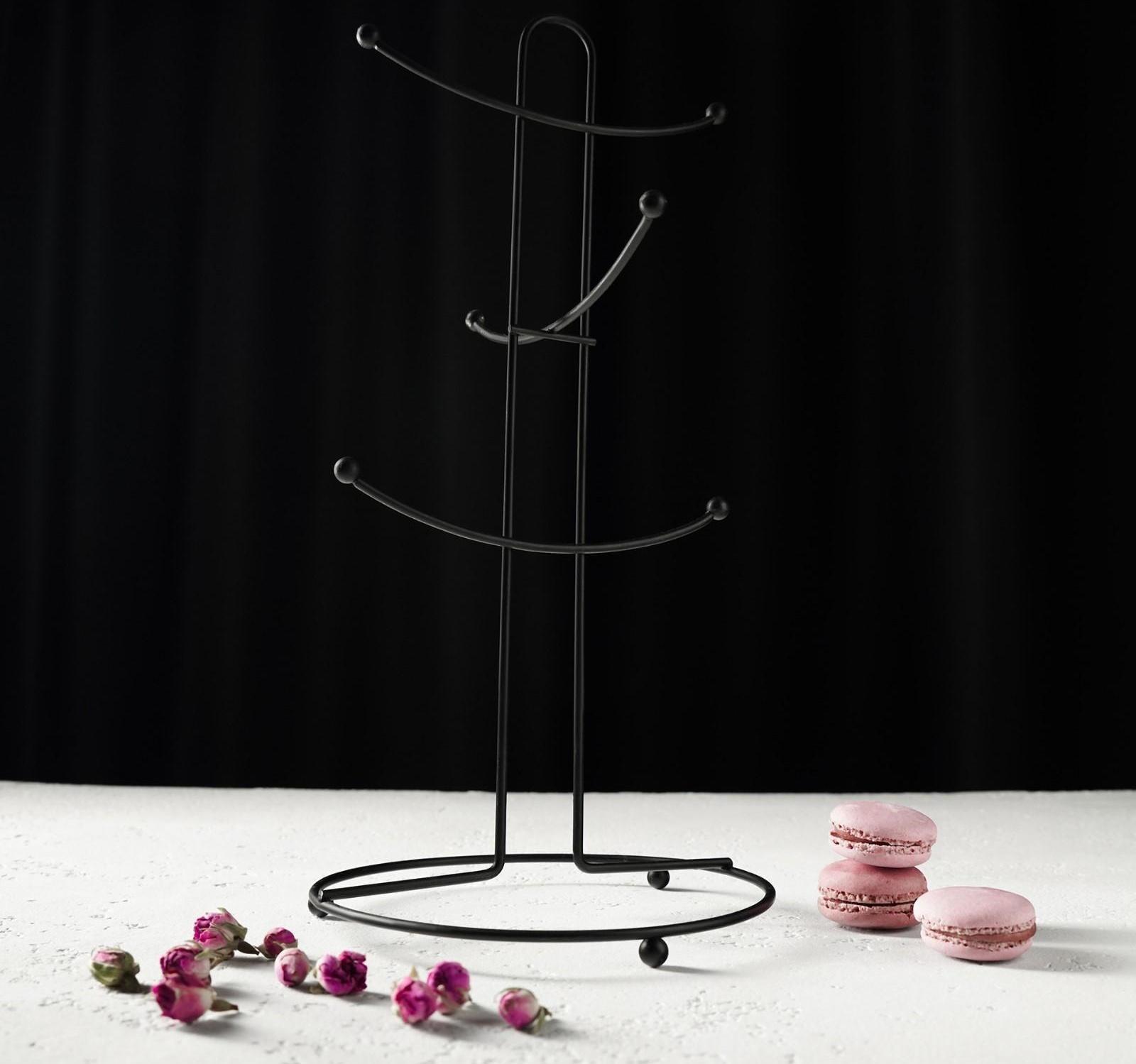 Подставка для кружек на 6 предметов Доляна, 16×16×36,5 см, цвет чёрный