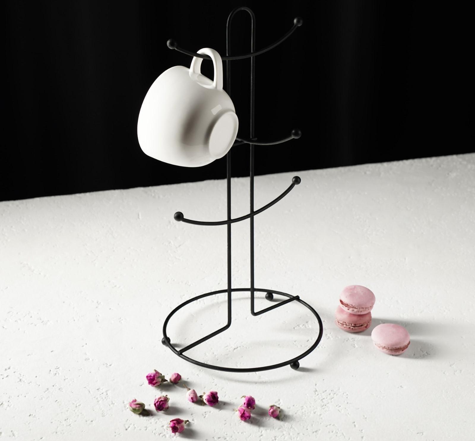 Подставка для кружек на 6 предметов Доляна, 16×16×36,5 см, цвет чёрный